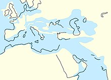 Море Неотетис в эпоху олигоцена (рюпельский век, 33,9—27,8 млн лет назад)