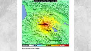 Распределение интенсивности землетрясения по Армении