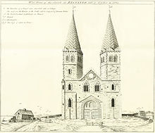 The west front of St Mary’s Church in 1781