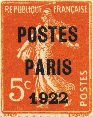 1922: гашение Парижа на марке типа Камея Сеятельница[fr]