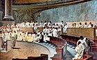 Ч. Маккари. Цицерон произносит речь против Катилины в Римском сенате. Фреска «Зала Маккари». 1889