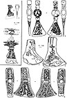 Вверху — «топорик Андрея Боголюбского», внизу — верхняя часть топора из Новгорода. XI—XIII века