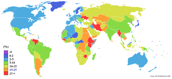 Уровень инфляции в мире за 2007 год