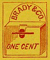 1859: «Brady & Co.», Нью-Йорк, 1 цент (Sc #22L1), фальсификат D