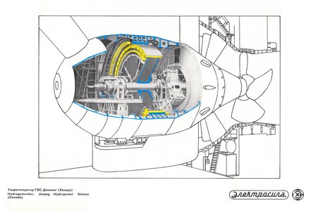 Гидрогенератор ГЭС Дженпег, Канада. 1975. Бумага, аэрография. 135×200[Комм. 2]