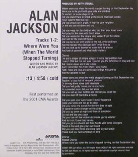 Обложка сингла Алана Джексона «Where Were You (When the World Stopped Turning)» (2001)