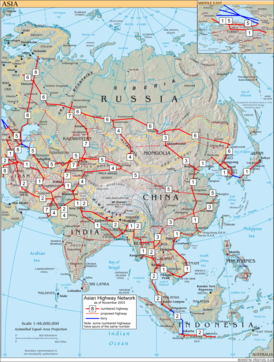 Схема азиатской маршрутной сети.