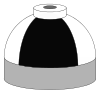 Illustration of cylinder shoulder painted in black and white quarters for a mixture of oxygen and nitrogen.