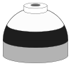 Illustration of cylinder shoulder painted in black (lower) and white (upper) bands for a mixture of oxygen and nitrogen.