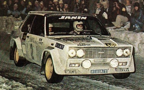 Жан-Клод Андре пилотирует Fiat 131 Abarth на Ралли Монте-Карло-1977