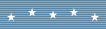 A light blue ribbon with five white five pointed stars