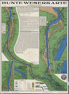 Карта реки Везер от Бремерхафена до Бремена, 1926 г.