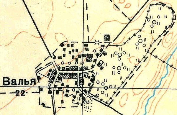 План деревни Валья. 1930 год