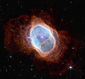 Изображение NGC 3132 в ближнем инфракрасном диапазоне полученное камерой NIRCam телескопа Джеймс Уэбб