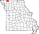 A state map highlighting Worth County in the northwestern part of the state.