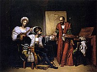 Карл V подбирает упавшую кисть Тициана[8]. Художественный музей Бордо (англ.), родного города художника.