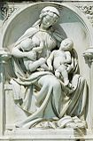 Барельеф фонтана Фонте Гайя (Фонтана радости). 1412—1419. Пьяцца дель Кампо, Сиена (копия Тито Саррокки, 1858)