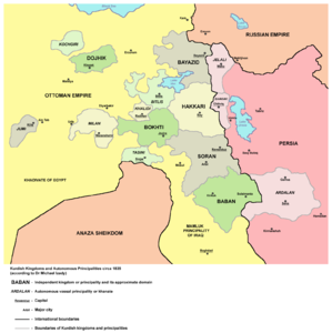 Курдские эмираты в 1835 году