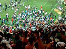 Болельщики и команда празднуют победу «Палмейраса» в Кубке Бразилии 2015