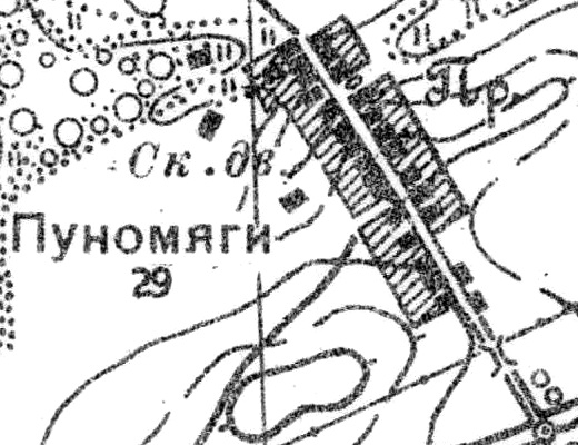 План деревни Пудомяги. 1939 год