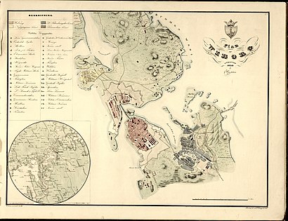 Шведоязычный план Выборга 1839 года. На плане обозначена Boskaps gatan