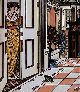 Лягушонок у двери, иллюстрация Уолтера Крейна, 1874 г.