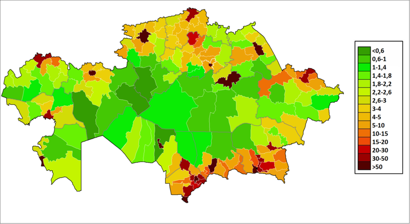 Плотность населения Казахстана