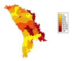 Плотность населения Молдавии на 2014 г