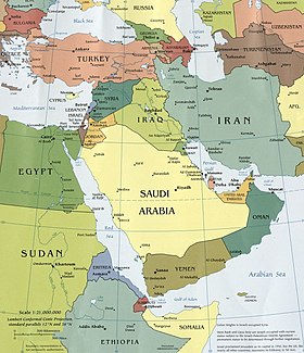 Ближний Восток (подписан как Middle East) (карта до 2011 года)