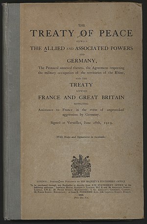 Обложка английского издания договора (1919)