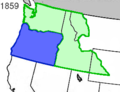 Территория Вашингтон (зелёный) и штат Орегон в 1859 году