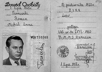 Паспорт на имя Романа Тарновского, 1958 год