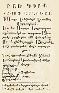 Первая страница объяснительного словаря Еремии Мегреци, 1698 год[146]