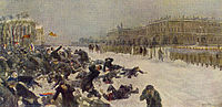 Расстрел народа перед Зимним дворцом 9 января 1905 г.[137]. (И. А. Владимиров, написана в 1925 г. Музей В. И. Ленина)
