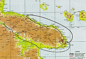 map indicating the Allied advance along the coast of New Guinea