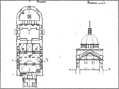 Храм в разрезе. 1886 год. Архитектор А. П. Попов.