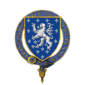 Герб сэра Томаса Холланда: восстающий лев на фоне лазури, усеянной серебряными лилиями