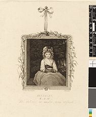 Мисс Пенелопа Бутби. Меццотинто Томаса Кирка (1765—1797) по картине Рейнолдса, 1788—1797
