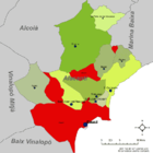 Расположение муниципалитета Аликанте на карте провинции