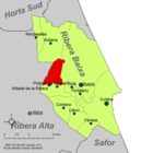 Расположение муниципалитета Альбалат-де-ла-Рибера на карте провинции