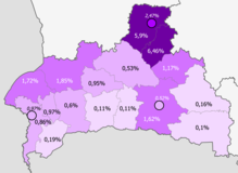 Доля поляков по районам >5% 2–5% 1–2% 0,5–1% <0,5%