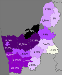 Доля поляков по районам >50% 30–50% 20–30% 10–20% 5–10% 2–5% <2%