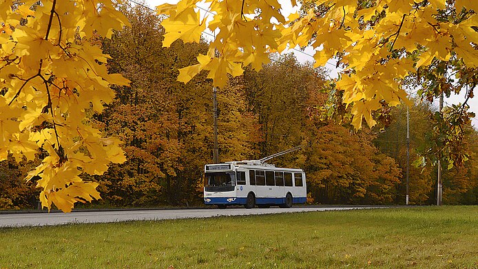 Троллейбус на улице Победы в Саранске