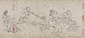 «Два человека, в шутку играют в перетягивание каната головой» (третий свиток «Тёдзюгига», Токийский национальный музей), XII век, Тоба Содзё.