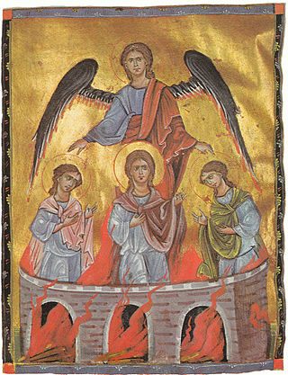 «Три отрока и архангел Михаил». Армянская миниатюра, худ. Торос Рослин