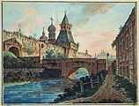 Алексеев Ф. Я. Никольские проломные ворота в XVIII в. (вид от Ильинских ворот; виден ров, впоследствии засыпанный)