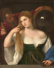 Женщина перед зеркалом. Ок. 1515. Холст, масло. Лувр, Париж