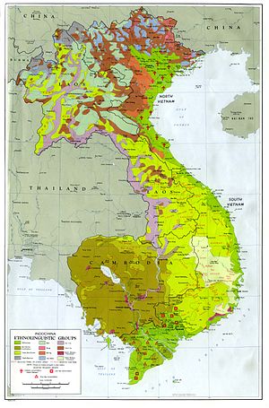 Этнолингвистическая карта Индокитая на 1970 г.