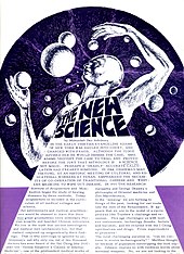 A scanned newspaper page with a title «The New Science» and a futuristic drawing of a man