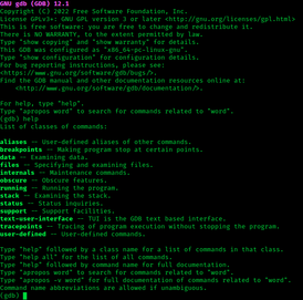 Скриншот программы GNU Debugger